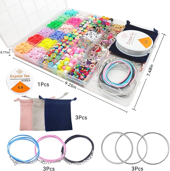 leitait Girls Toys Bracelet Making Kit - 3000pcs Charm Jewelry Making Kit Supplies,Easter Basket Stuffers,Unicorn/Mermaid Crafts Birthday Christmas Gifts for Girls Ages 5 6 7 8 9 10 11 12 Years Old
