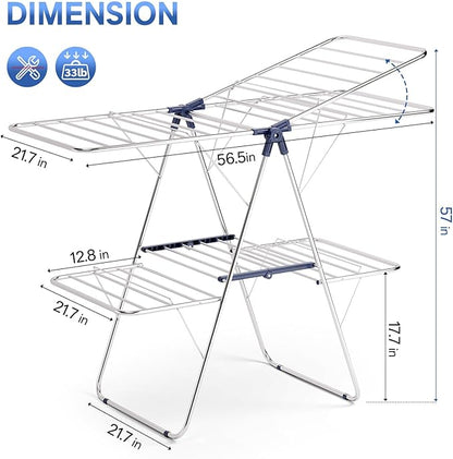 APEXCHASER Clothes Drying Rack, Foldable 2-Level Drying Rack Clothing,