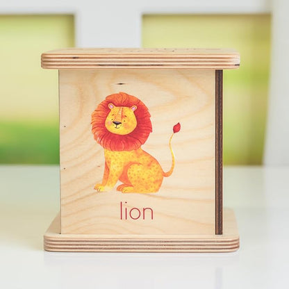 Wooden Piggy Bank for Kids and Adults, Personalized Gift Handmade in USA by BloomOwl, Custom Piggy Bank, Personalized Banks for Kids, Gifts for Baby Boys and Girls (Safari)
