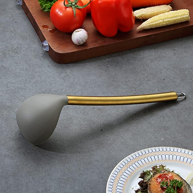 Gold Ladle, Berglander Non-stick Silicone Kitchen Ladle