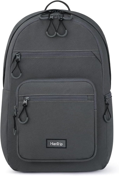 Carry On Travel Backpack For Women, 18 Inch Water Resistant Large Backpack Lightweight Bookbag For Men, 8x14x18 Personal Item Bag Casual Daypack Backpacks For Work Office Commuter (Dark Gray)