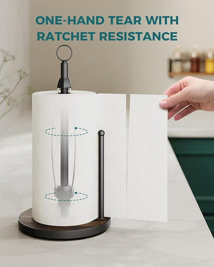 OROPY One-Hand Tear Paper Towel Holder Countertop, Farmhouse Wood Paper Towel
