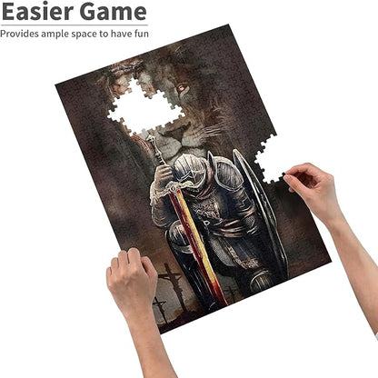 Jesus, The Paladin's Confession. 1000 Piece Wood Puzzle,Family Fun, Relaxation, Collections or Decoration and Gift Giving. Puzzle Size: 29.5x19.7 in and 1:1 Original Picture Poster