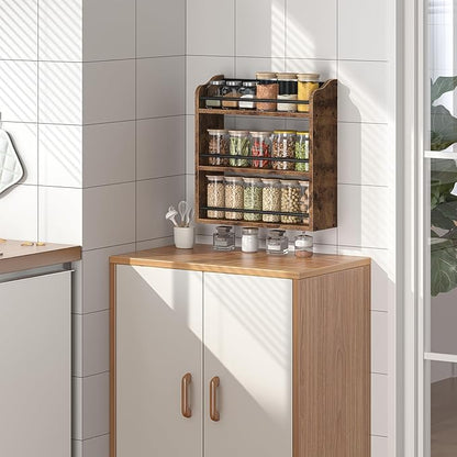 Spice Rack Wall Mounted, Wood 3 Tier Spice Rack