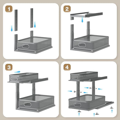 2 Pack 15.5IN-Depth Under Sink Organizer