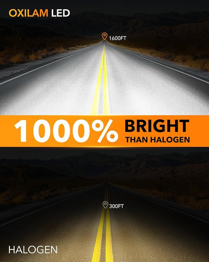 OXILAM 9008/H13 LED Bulb, 1000% Super Bright Driving Lights, 5 Min Quick Install, 60000H Lifespan, No Flicker, 99% Compatibility, Pack of 2