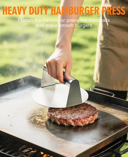 homenote Griddle Accessories for Blackstone, Commercial Grade 12 Inch Heavy Duty Melting Dome with Round Stainless Steel Smash Burger Press Perfect for Flat Top Hibachi Grill Outdoor Indoor