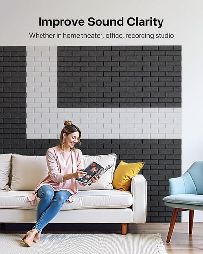 Soundproof Wall Panels Self-adhesive, Acoustic Panels 18 Pack Brick Wall Panels