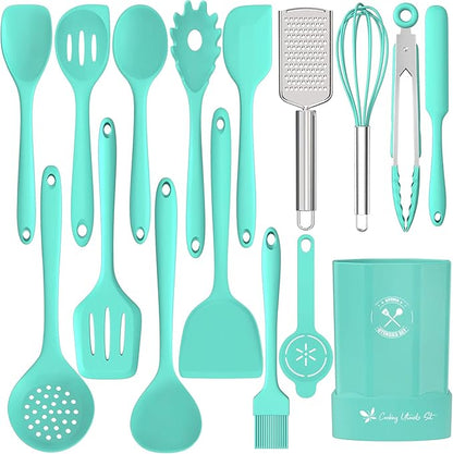 Silicone Kitchen Utensils Set, 16-Piece Silicone Cooking Utensils by Deedro