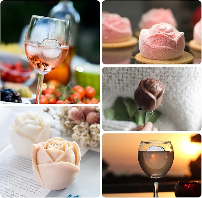 Ice Cube Tray, Mikiwon 2 inch Rose Ice Cube Trays