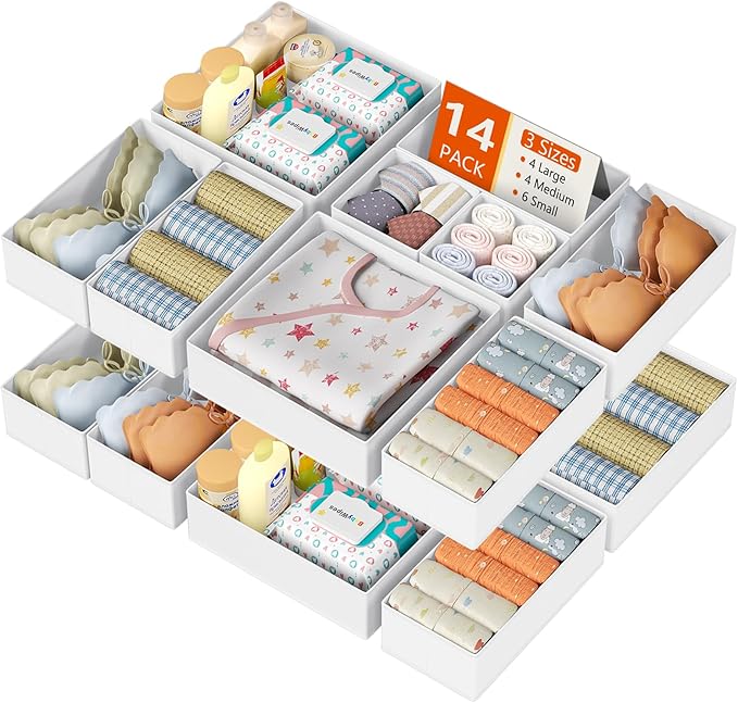 DIMJ Drawer Organizer Clothes 14 Pack
