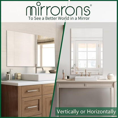 Mirrorons Frameless Mirror, Wall Mirror 48" x 30", Modern Bathroom Mirrors