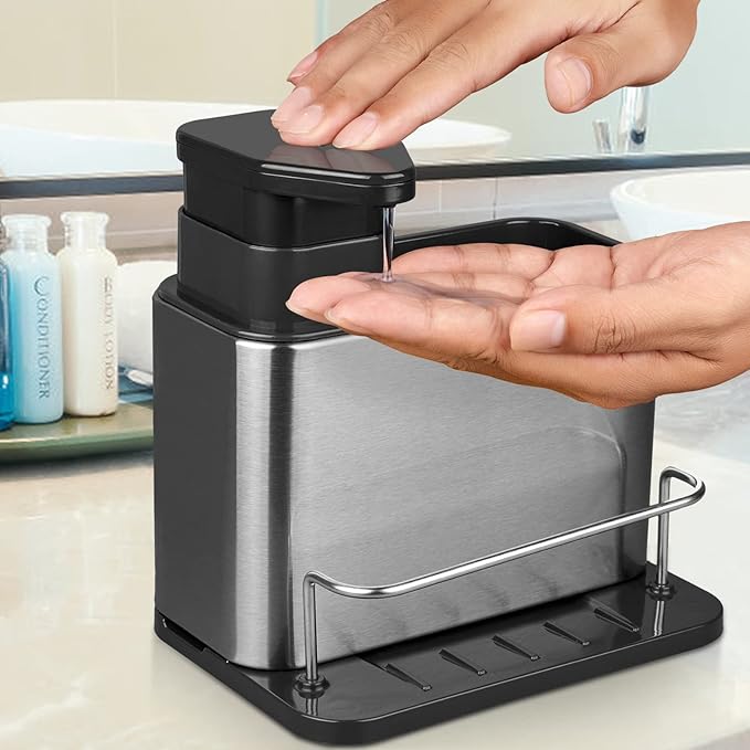 RedCall Soap Dispenser for Kitchen Sink, 3-in-1 Sponge Holder for Kitchen Sink
