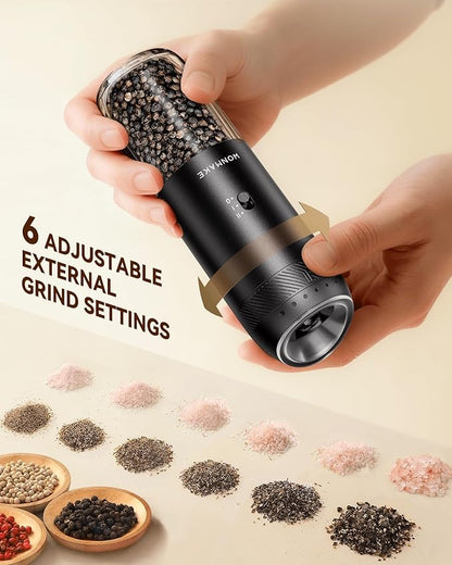 WONMAKE Gravity Electric Salt and Pepper Grinder Set