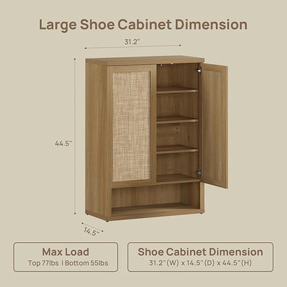 SICOTAS Rattan Shoe Storage Cabinet