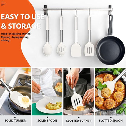 E-far Cooking Utensils Set of 4, Silicone Kitchen Utensils