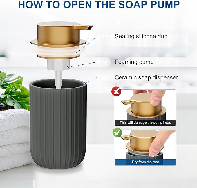 Ceramic Foaming Soap Dispenser, 12 oz Bathroom Foam Hand Soap Dispenser