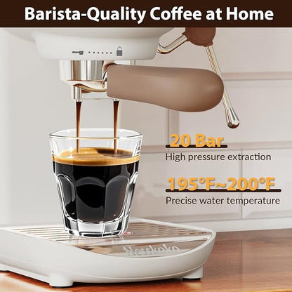Espresso Machine with Steam Milk Frother Semi Automatic 20 Bar Compact White