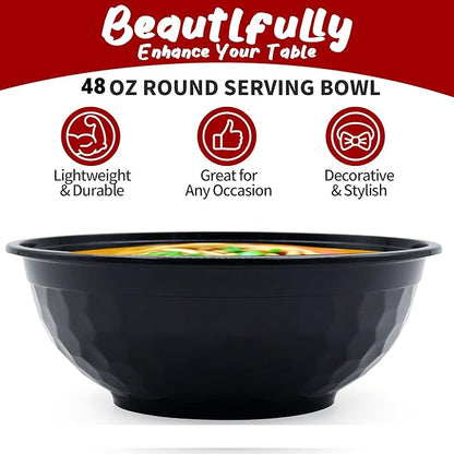 POPMISOLER 150 Pcs Stackable Meal Prep Bowl Containers, Food Takeout Bowls Reusable,Black Disposable Meal Prep Bowls With Lids. (48oz-Black)