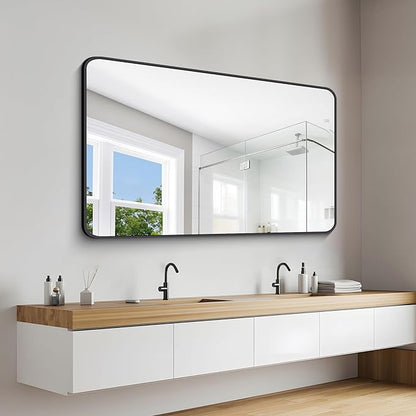 60" x 36"Bathroom Mirror, Matte Black Wall Mirror