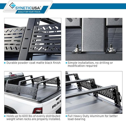Syneticusa MR Retractable Truck Bed Cover with R6 Rack for Ford F-150 2004–2026 | 6’7” (78.9”) Bed | Aluminum Hard Retractable Tonneau Cover | One-Person Installable | Waterproof, Low-Profile