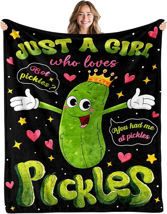 Pickle Gifts, Pickle Blanket, Pickle Gifts for Pickle Lovers, Funny Blanket Pickle Stuff, Pickle Decorations, Pickle Themed Gifts on Birthday 50x60 in