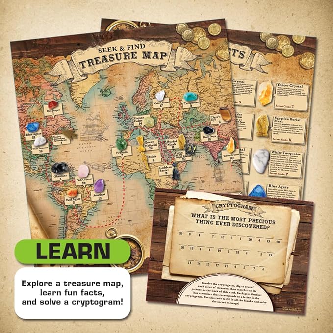 ArtSkills Epic Lab Hidden Treasures Dig Kit - Dig Up 20 Artifacts & Gemstones Science Kit for Kids Gift for Boys and Girls