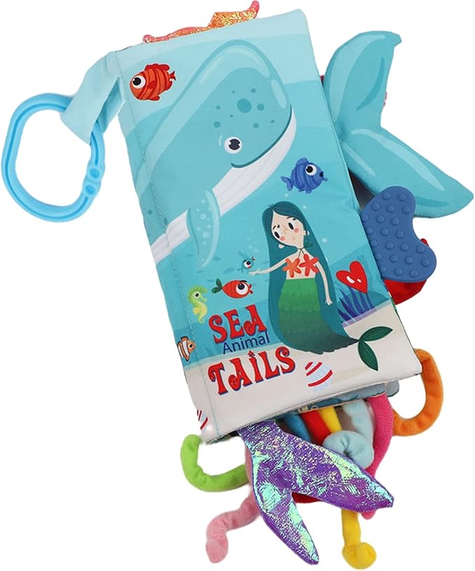 Fish Baby Books 0-6 Months, Newborn Infant Tummy Time Toy High Contrast Sensory Baby Toys 6 to 12 Months Touch Feel Crinkle Books Easter Gifts for Boy Girl 0-3, Shower Gift, Shark