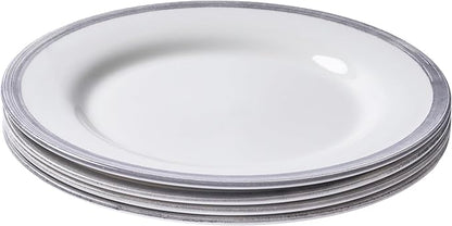 Portmeirion Potter's Brushstroke 10.5" Dinner Plate (Set of 4) - Handcrafted Earthenware Plates with Accent Rim, Microwave & Dishwasher Safe - Ideal Tableware for Modern & Traditional Dining (Grey)