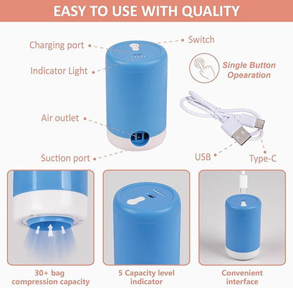 Cozy Essential 16 Pack Vacuum Storage Bags with Electric Pump, Vacuum Seal Space Saver Bags for Clothing, Pillows, Blanket, Bedding, Comforters