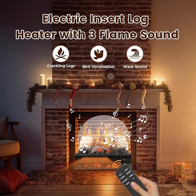 21" Freestanding Electric Fireplace Log Set