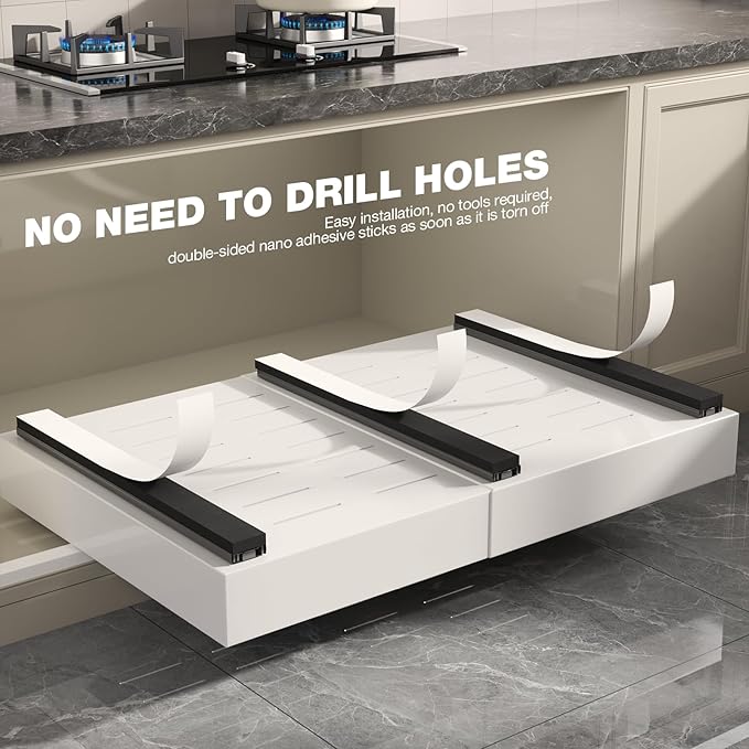 Seinloes 2 Pack Pull Out Cabinet Organizer 18" Deep, Full Extension 3 Slide