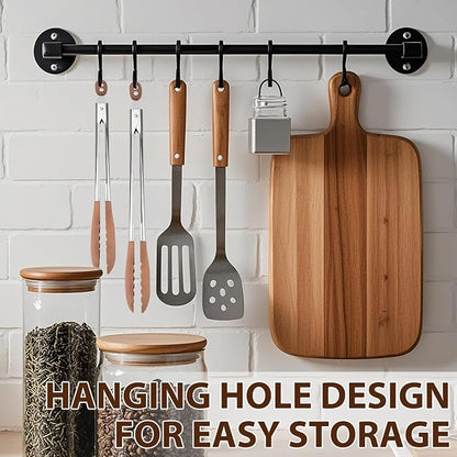 Wooden Tongs for Cooking & Serving Food, Stainless Steel Salad Tongs with Walnut Wood Tip, Anti-Slip Long Handle Wooden Kitchen Tongs Heat Resistant, Smooth Locking & Hanging Cooking Utensils Set of 2