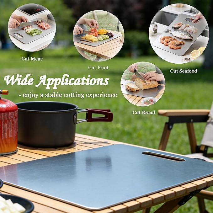 100% Pure Titanium Cutting Board Set of 3, Double-Sided Titanium Cutting Boards
