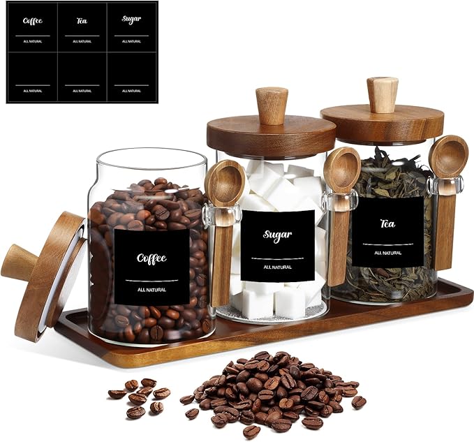 Suclain 3 Pcs Glass Coffee Container