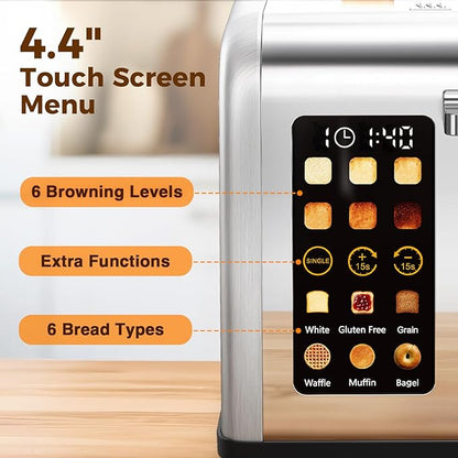 2 Slice Easy Touch Screen Toaster, Stainless Steel Toaster