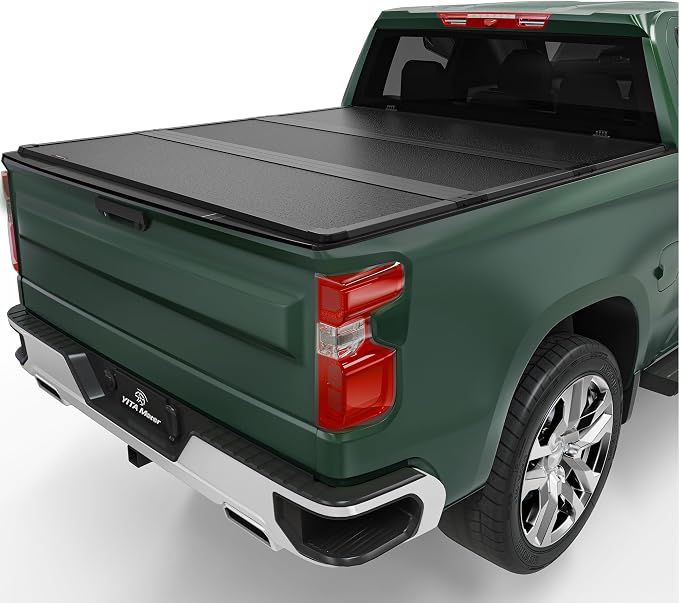 YITAMOTOR FRP Hard Tri-fold Truck Bed Tonneau Cover Fits for Chevy Silverado/GMC Sierra 1500 New Body Style 2019-2026, Fleetside 5.8 ft Bed