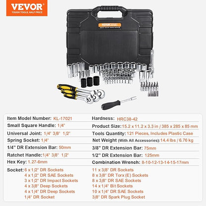 VEVOR 121-Piece Mechanics Tool Set