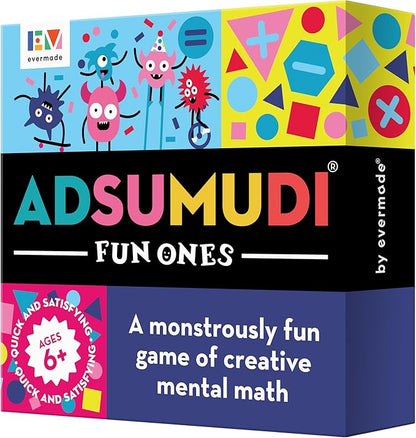 Adsumudi Fun Ones: The Fast-Paced Math Game for Kids, Families & Classrooms – Fun Mental Math Card Game for Ages 6+ – Play Solo or Together, Multiple Difficulty Levels, Made in USA