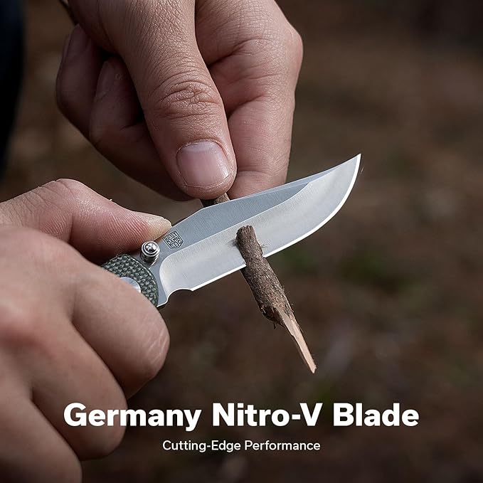 CIVIVI Clingman EDC Pocket Folding Knife with Titanium Reversible Clip, 2.99" Nitro-V Blade Micarta Handle Liner Lock Knife, Gift for Men Women C23065-4 (Green)