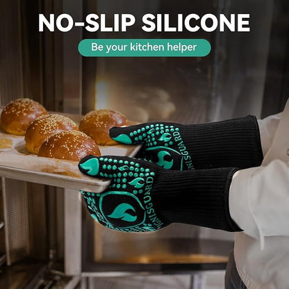 BBQ & Grill Gloves, Oven Gloves, 1472°F Silicone Oven Mitts Heat Resistant