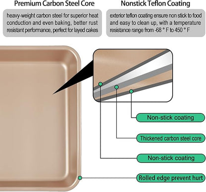 Baking Pan Set of 2, 12.5’’ X 10’’ X 2.4’’ Nonstick Sheet Cake Pan