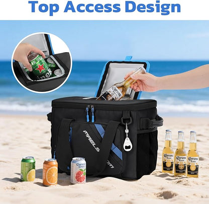 Maelstrom Cooler Bag, 30 Cans Beach Cooler, Large Leakproof Insulated Soft Cooler with Bottle Opener, Ice Chest, Portable Collapsible Cooler for Travel, Camping, Shopping