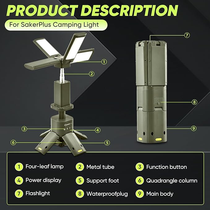 Portable Camping Light, 14000mAh Telescopic Camping Lantern with Rechargeable Power Supply, Dimmable Magnetic Tent Lamps 6000 Lumen Outdoor Work Lights for Hiking,Camping,Home Emergency