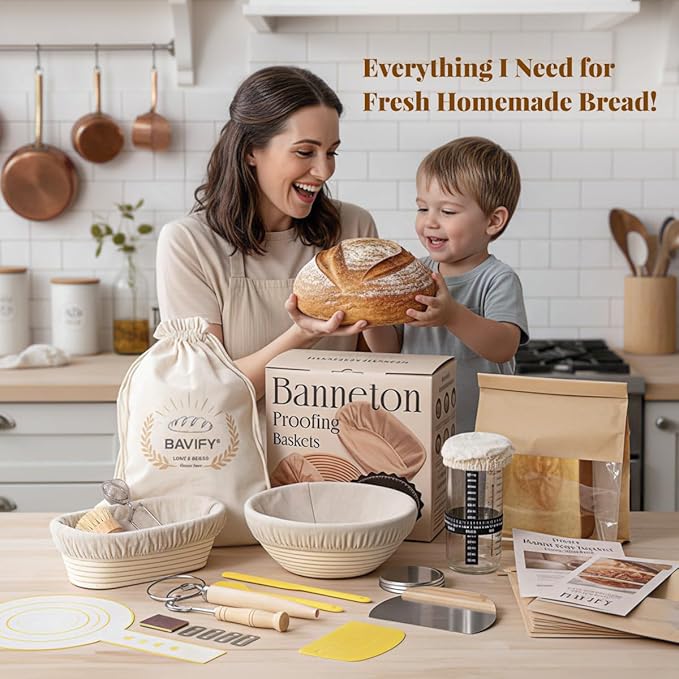 Sourdough Starter Kit, Banneton Bread Proofing Baskets Set, Sourdough Bread