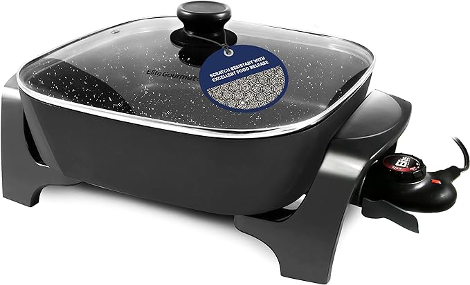 Elite Gourmet EG6201 Extra Deep 12"x12"x3.2" Scratch Resistant Dishwasher Safe