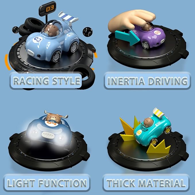 1-3 Years Old Friction Power Car Toys, Push and Go Pull Back Trucks Suitable for Toddlers 1 2 3 Year Old Kids Toys for Boys and Girls Birthday Party (Blue)