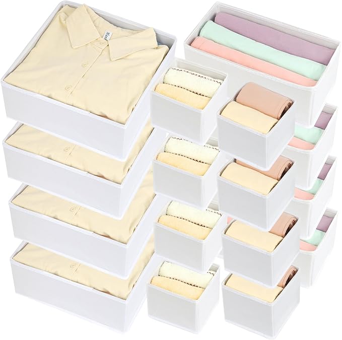 Fordonral 16 Pack Drawer Organizer Clothes, Foldable Fabric Dresser Organizer