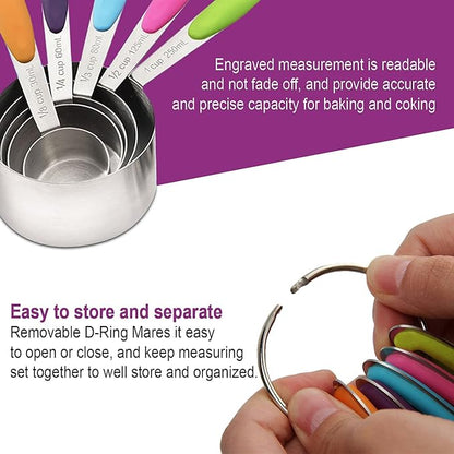 Measuring Cups and Spoons Set 13 Piece. Includes 10 Stainless Steel Measuring