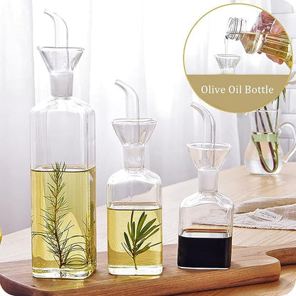 Yesland 2 Pack Olive Oil Bottle - 17 Oz Glass Oil Dispenser Vinegar Cruet - Oil